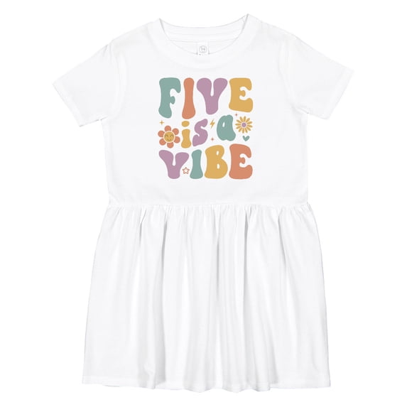 Inktastic Five is a Vibe 5th Birthday Retro Colors Girls Toddler Dress
