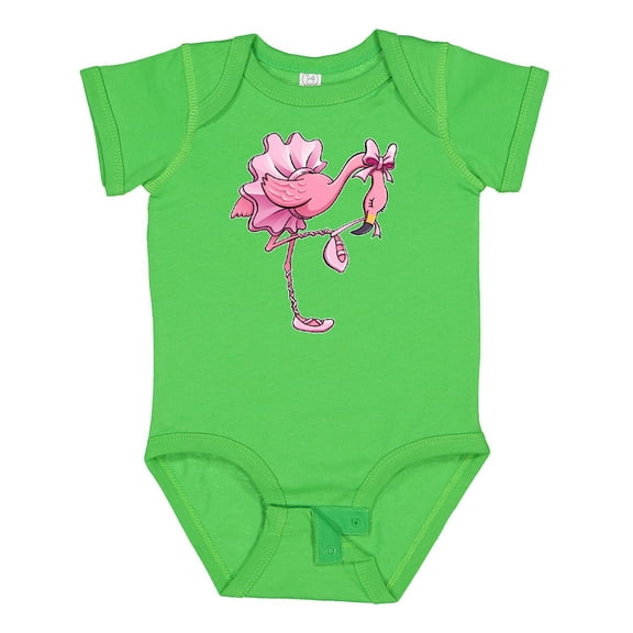 Inktastic Flamingo Ballerina in Tutu and Ballet Toe Shoes Boys or Girls Baby Bodysuit