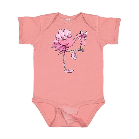 Inktastic Flamingo Ballerina in Tutu and Ballet Toe Shoes Boys or Girls Baby Bodysuit