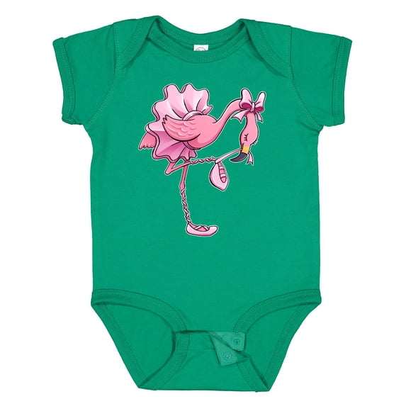 Inktastic Flamingo Ballerina in Tutu and Ballet Toe Shoes Boys or Girls Baby Bodysuit