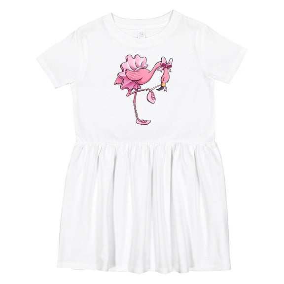 Inktastic Flamingo Ballerina in Tutu and Ballet Toe Shoes Girls Toddler Dress
