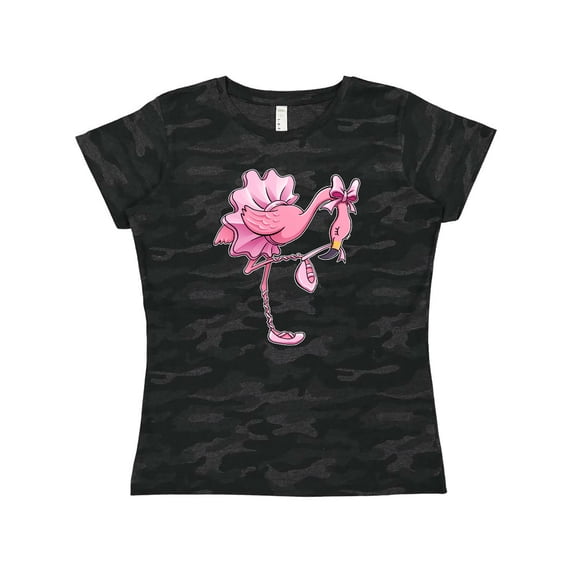 Inktastic Flamingo Ballerina in Tutu and Ballet Toe Shoes Women's T-Shirt