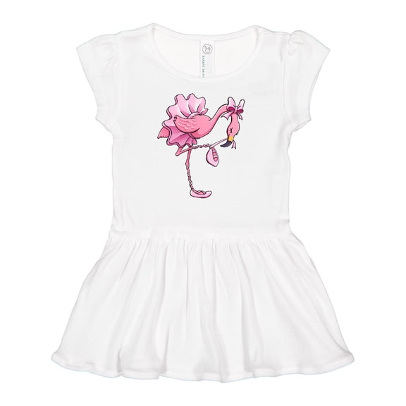 Inktastic Flamingo Ballerina in tutu and ballet toe shoes Girls Baby Dress