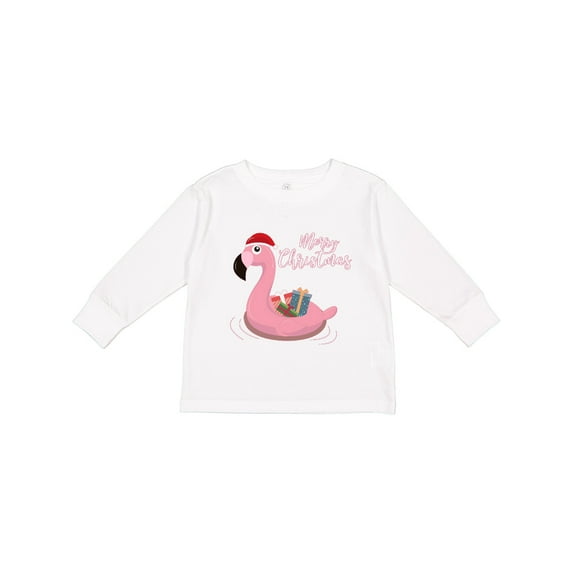 Inktastic Flamingo Merry Christmas Boys or Girls Long Sleeve Toddler T-Shirt