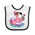 thumbnail image 1 of Inktastic Flamingo with Sunglasses Pool Float and Drink Boys or Girls Baby Bib, 1 of 4
