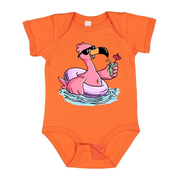 Inktastic Flamingo with Sunglasses Pool Float and Drink Boys or Girls Baby Bodysuit