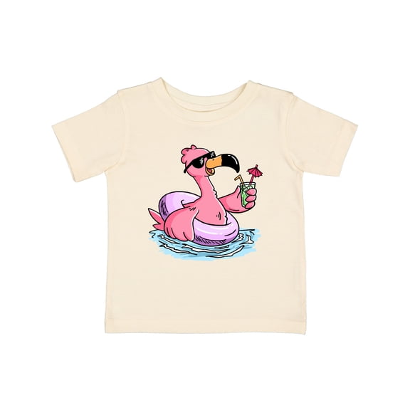 Inktastic Flamingo with Sunglasses Pool Float and Drink Boys or Girls Baby T-Shirt