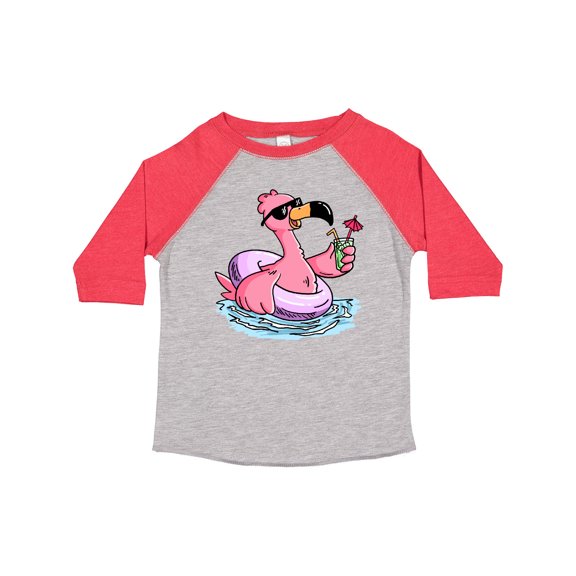 Inktastic Flamingo with Sunglasses Pool Float and Drink Boys or Girls Toddler T-Shirt