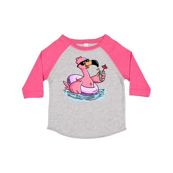 Inktastic Flamingo with Sunglasses Pool Float and Drink Boys or Girls Toddler T-Shirt