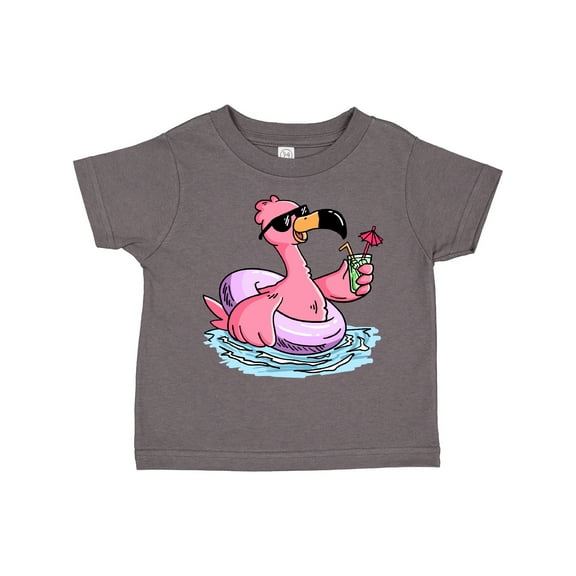 Inktastic Flamingo with Sunglasses Pool Float and Drink Boys or Girls Toddler T-Shirt