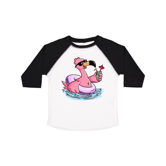 Inktastic Flamingo with Sunglasses Pool Float and Drink Boys or Girls Toddler T-Shirt
