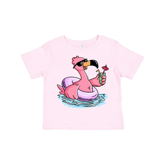 Inktastic Flamingo with Sunglasses Pool Float and Drink Boys or Girls Toddler T-Shirt