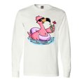 thumbnail image 1 of Inktastic Flamingo with Sunglasses Pool Float and Drink Long Sleeve T-Shirt, 1 of 5