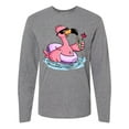 thumbnail image 1 of Inktastic Flamingo with Sunglasses Pool Float and Drink Long Sleeve T-Shirt, 1 of 5