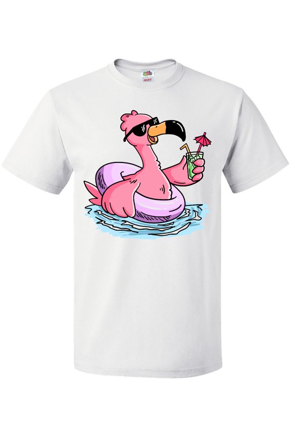 Flamingo with Sunglasses Pool Float and Drink T-Shirt