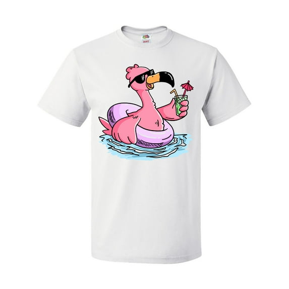 Inktastic Flamingo with Sunglasses Pool Float and Drink T-Shirt