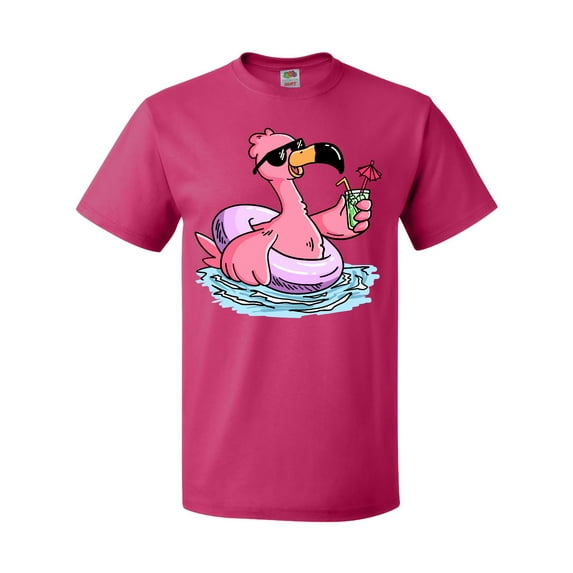 Inktastic Flamingo with Sunglasses Pool Float and Drink T-Shirt