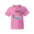 thumbnail image 1 of Inktastic Flamingo with Sunglasses Pool Float and Drink Youth T-Shirt, 1 of 5