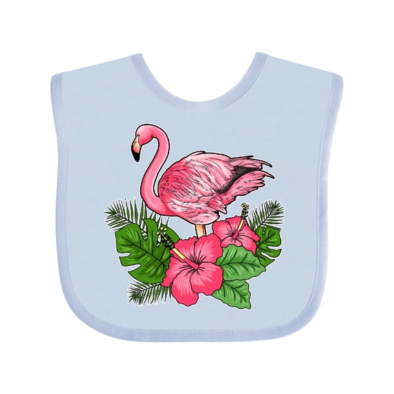Inktastic Flamingo with Tropical Flowers Boys or Girls Baby Bib