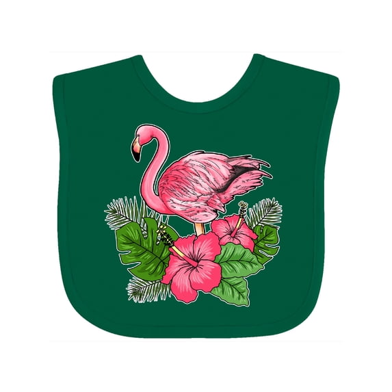 Inktastic Flamingo with Tropical Flowers Boys or Girls Baby Bib