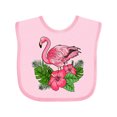 thumbnail image 1 of Inktastic Flamingo with Tropical Flowers Boys or Girls Baby Bib, 1 of 4