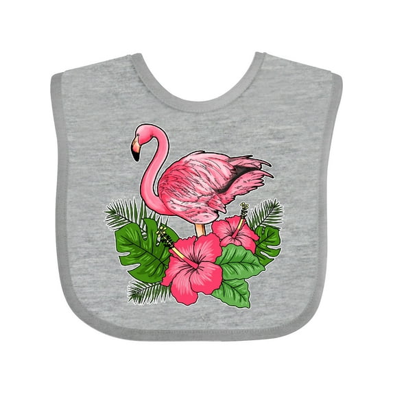 Inktastic Flamingo with Tropical Flowers Boys or Girls Baby Bib