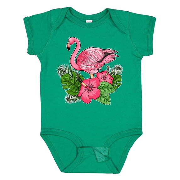 Inktastic Flamingo with Tropical Flowers Boys or Girls Baby Bodysuit