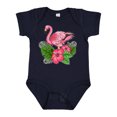 thumbnail image 1 of Inktastic Flamingo with Tropical Flowers Boys or Girls Baby Bodysuit, 1 of 5