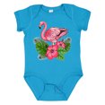thumbnail image 1 of Inktastic Flamingo with Tropical Flowers Boys or Girls Baby Bodysuit, 1 of 5