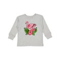 thumbnail image 1 of Inktastic Flamingo with Tropical Flowers Boys or Girls Long Sleeve Toddler T-Shirt, 1 of 5