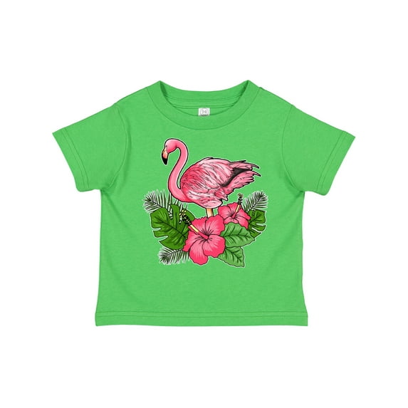 Inktastic Flamingo with Tropical Flowers Boys or Girls Toddler T-Shirt