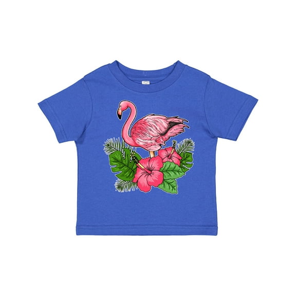 Inktastic Flamingo with Tropical Flowers Boys or Girls Toddler T-Shirt