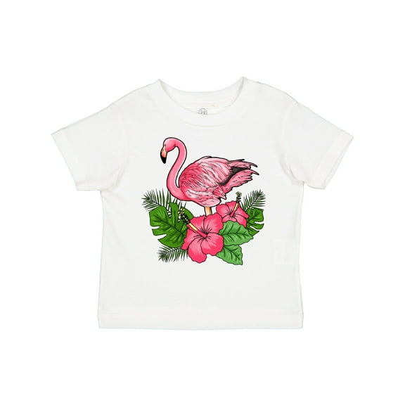 Inktastic Flamingo with Tropical Flowers Boys or Girls Toddler T-Shirt