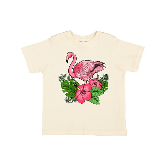 Inktastic Flamingo with Tropical Flowers Boys or Girls Toddler T-Shirt