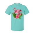 thumbnail image 1 of Inktastic Flamingo with Tropical Flowers T-Shirt, 1 of 5