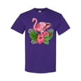 thumbnail image 1 of Inktastic Flamingo with Tropical Flowers T-Shirt, 1 of 5