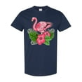 thumbnail image 1 of Inktastic Flamingo with Tropical Flowers T-Shirt, 1 of 5
