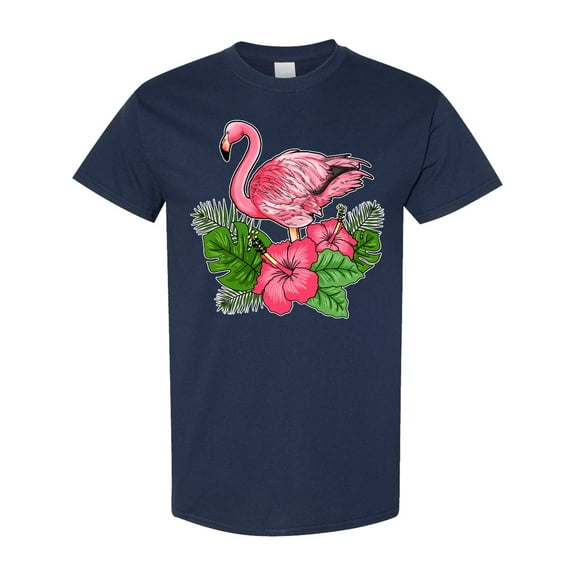 Inktastic Flamingo with Tropical Flowers T-Shirt