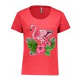 thumbnail image 1 of Inktastic Flamingo with Tropical Flowers Women's Plus Size T-Shirt, 1 of 5