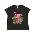 thumbnail image 1 of Inktastic Flamingo with Tropical Flowers Women's Plus Size T-Shirt, 1 of 5