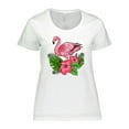 thumbnail image 1 of Inktastic Flamingo with Tropical Flowers Women's Plus Size T-Shirt, 1 of 5