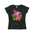 thumbnail image 1 of Inktastic Flamingo with Tropical Flowers Women's T-Shirt, 1 of 5