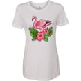 thumbnail image 1 of Inktastic Flamingo with Tropical Flowers Women's T-Shirt, 1 of 5