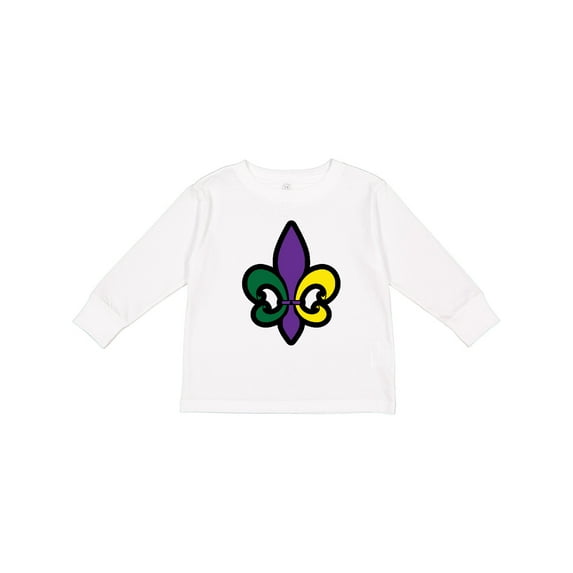 Inktastic Fleur De Lis Mardi Gras Holiday Boys or Girls Long Sleeve Toddler T-Shirt