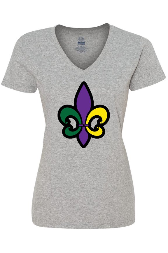 Fleur De Lis Mardi Gras Holiday Women's V-Neck T-Shirt