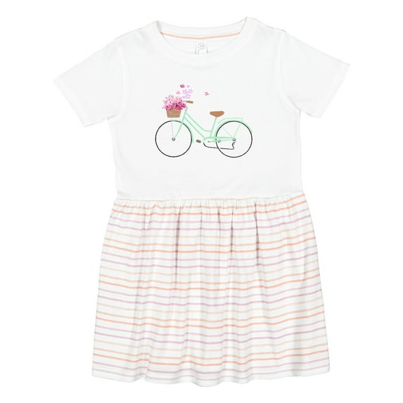 Inktastic Floral Bike Girls Toddler Dress