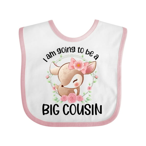 Inktastic Floral Deer Fawn I Am Going to Be a Big Cousin Boys or Girls Baby Bib