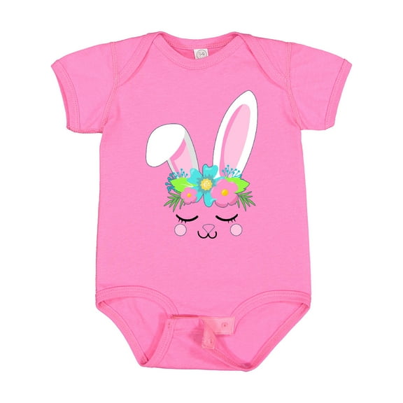 Inktastic Floral Easter Bunny Face Boys or Girls Baby Bodysuit