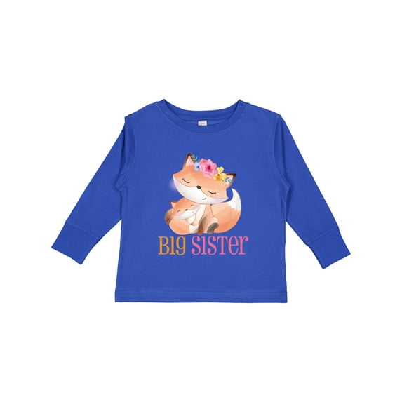Inktastic Floral Fox Big Sister Girls Long Sleeve Toddler T-Shirt