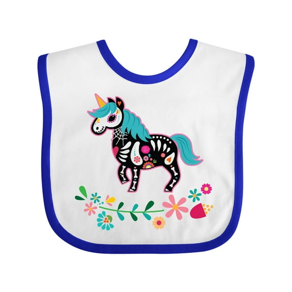 Inktastic Floral Skull Unicorn Sugar Style Dia De Los Muertos Girls Baby Bib
